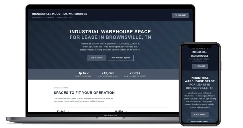 Brownsville Industrial Warehouses landing page