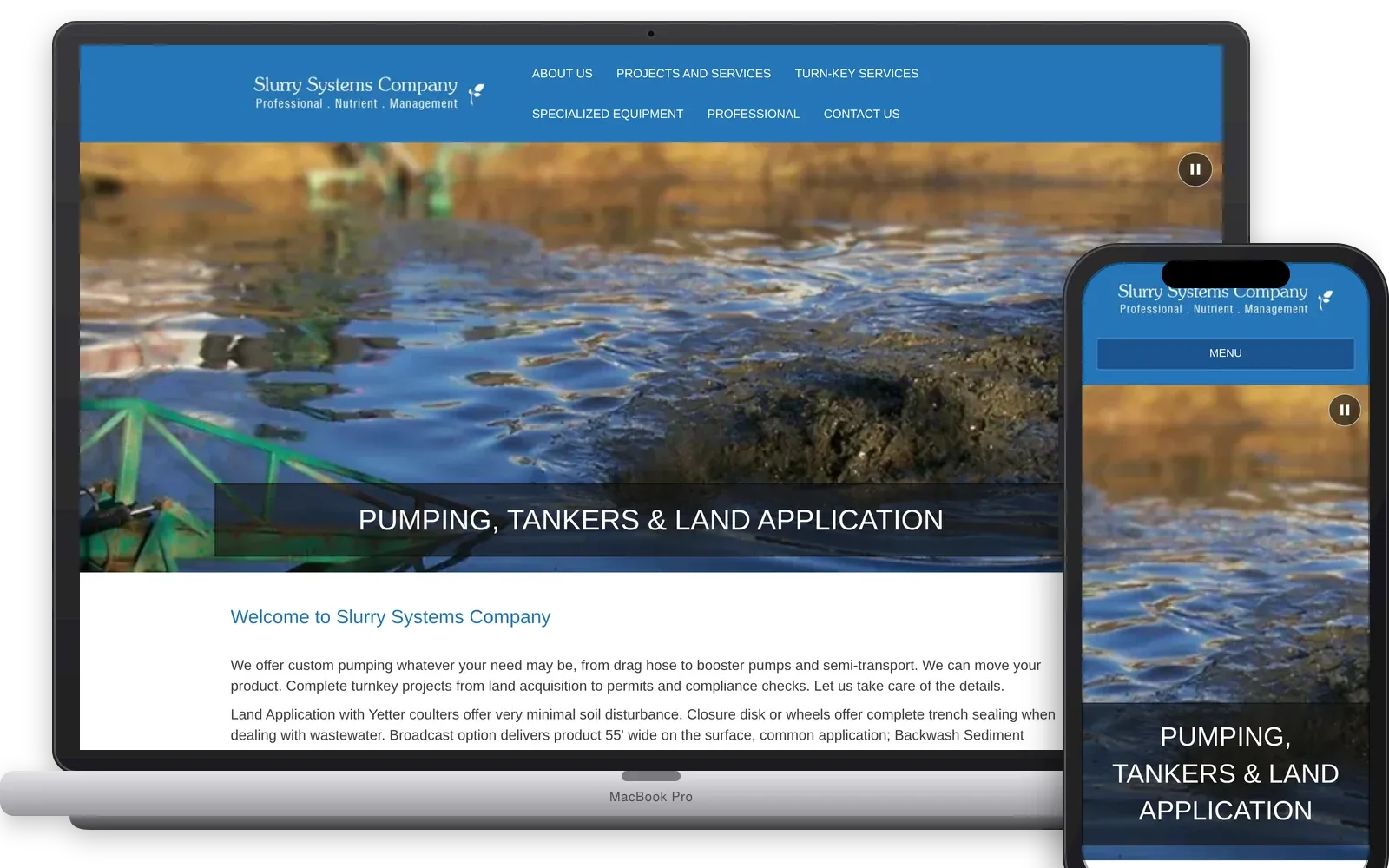 A manufacturer's website after migration to a new platform, shown on a laptop and phone