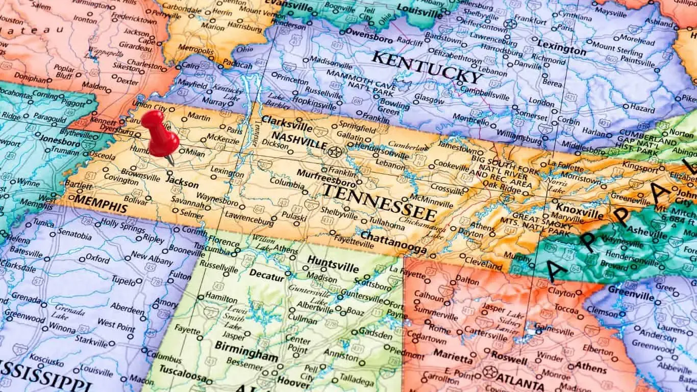 Tennessee map showing Roe Digital service area