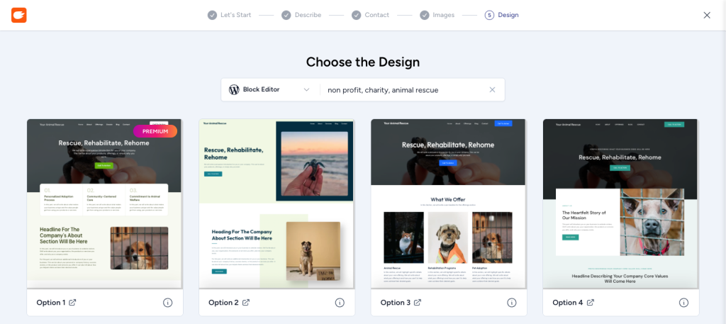 AI Generated website mockups for WordPress Block Editor using ZipWP