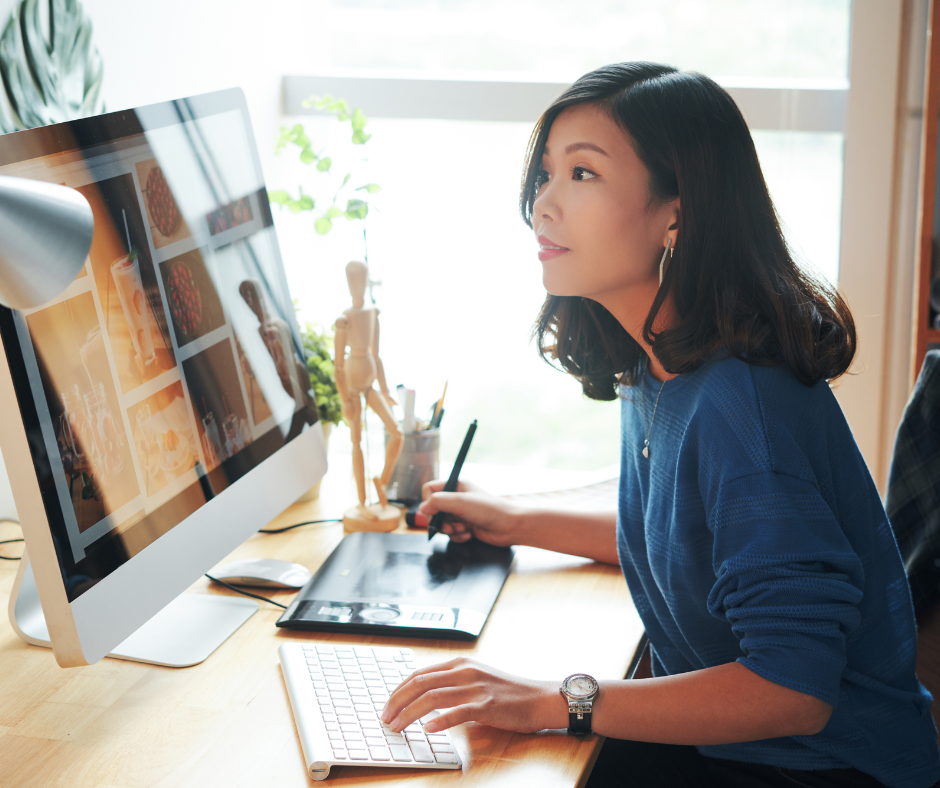 Local website designer creating mockup