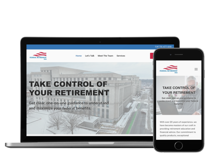 Website design for Federal Retirement USA LLC, a federal employee financial consulting and assistance company